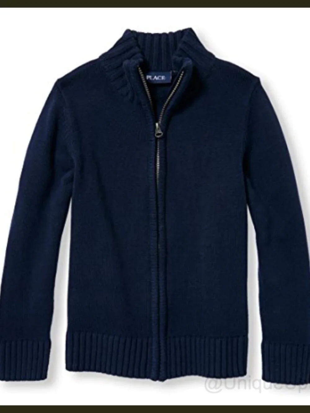 Boys Uniform Zip Up Mock Neck Sweater Cotton Acrylic School